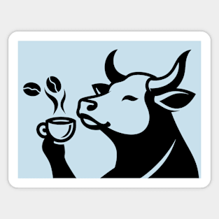 Cow Drinking Coffee Sticker